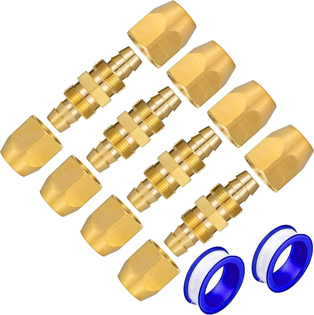 4 Pack Brass Air Reusable Hose Splicer for 3/8 Inch ID Hose Air Hose Repair