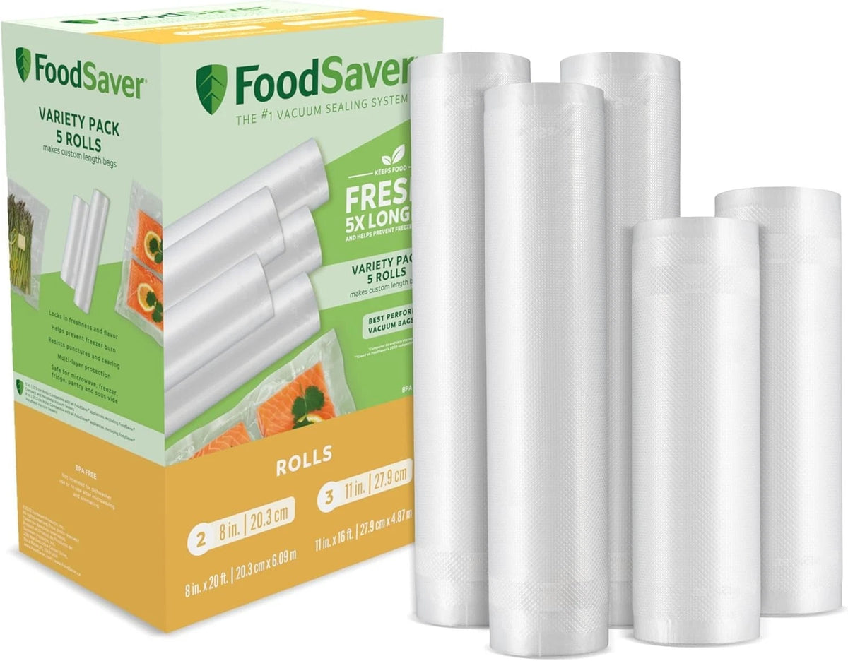 Foodsaver Custom Length Vacuum Sealer Bags Multipack, 5 Count Rolls for Airtight