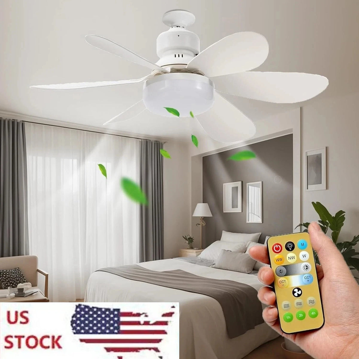 Socket Fan Light Ceiling Fans With Lights And Remote Dimmable LED Ceiling Fan US
