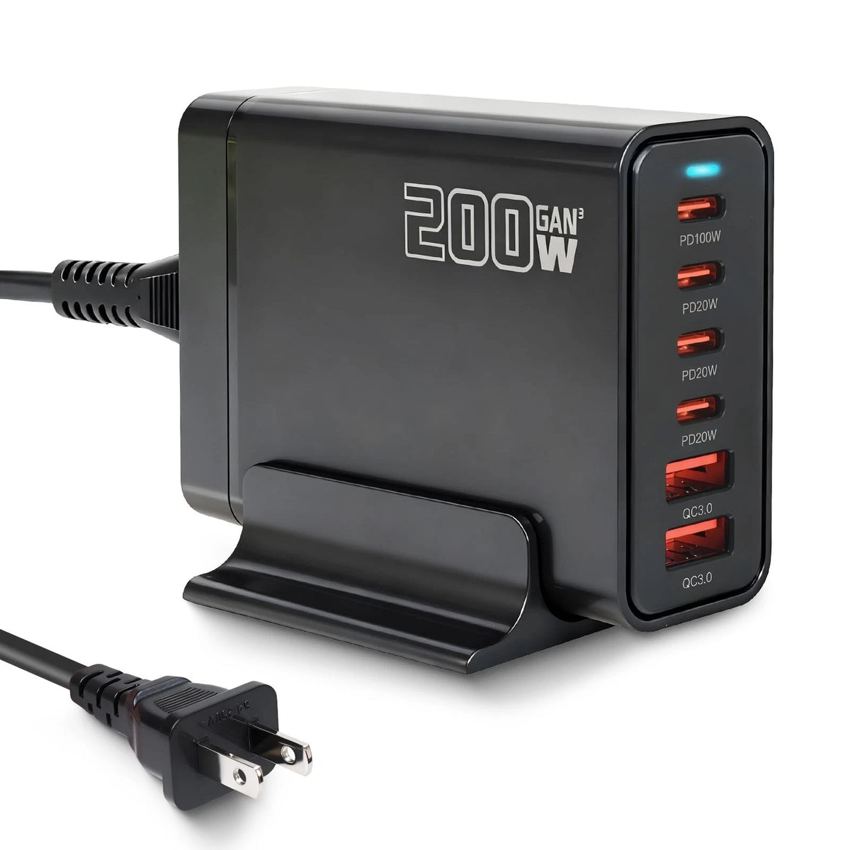 200W USB C Charger, Gan ? PD 100W 6-Port Charging Station for Multiple Devices,