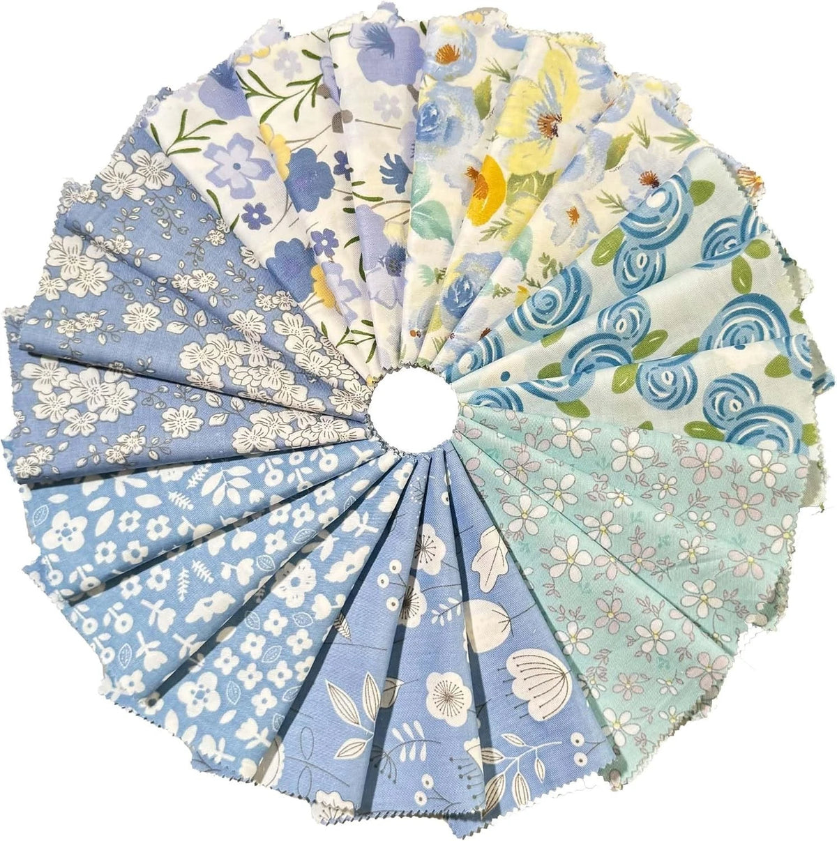 100% Cotton Boys Fabric Squares,5 Inch Quilting Supplies Clearance Blue 42 pack