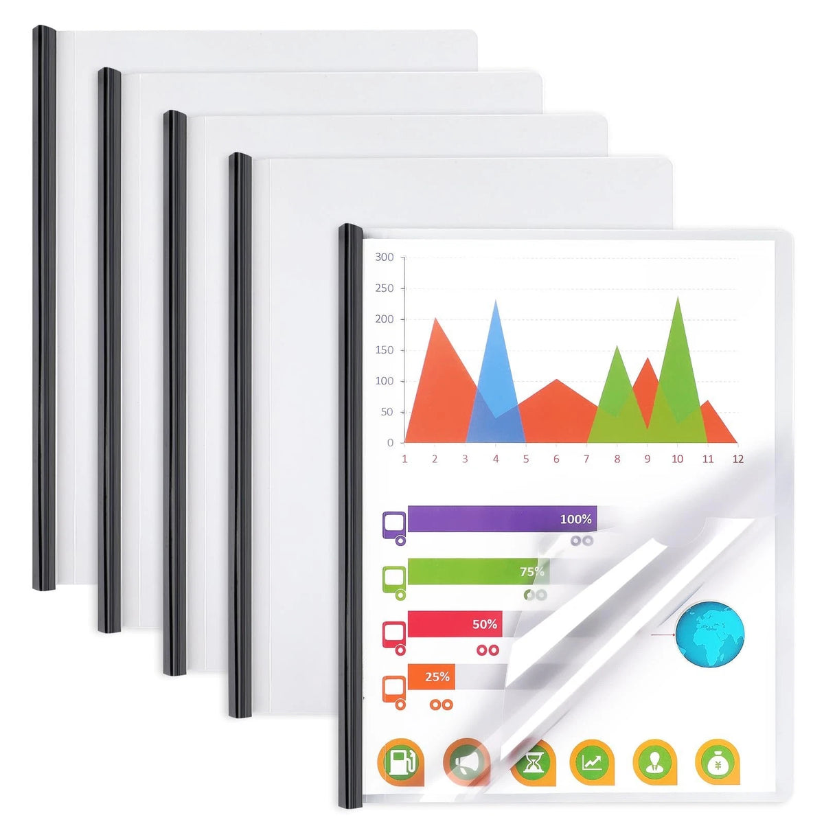 Report Covers with Sliding Bar, Clear Report Covers for Letter-Size Paper