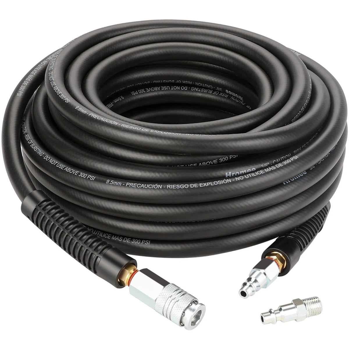 Hromee Air Compressor Hose 3/8 Inch x 50 Feet Hybrid Hose with Fittings, 1/4