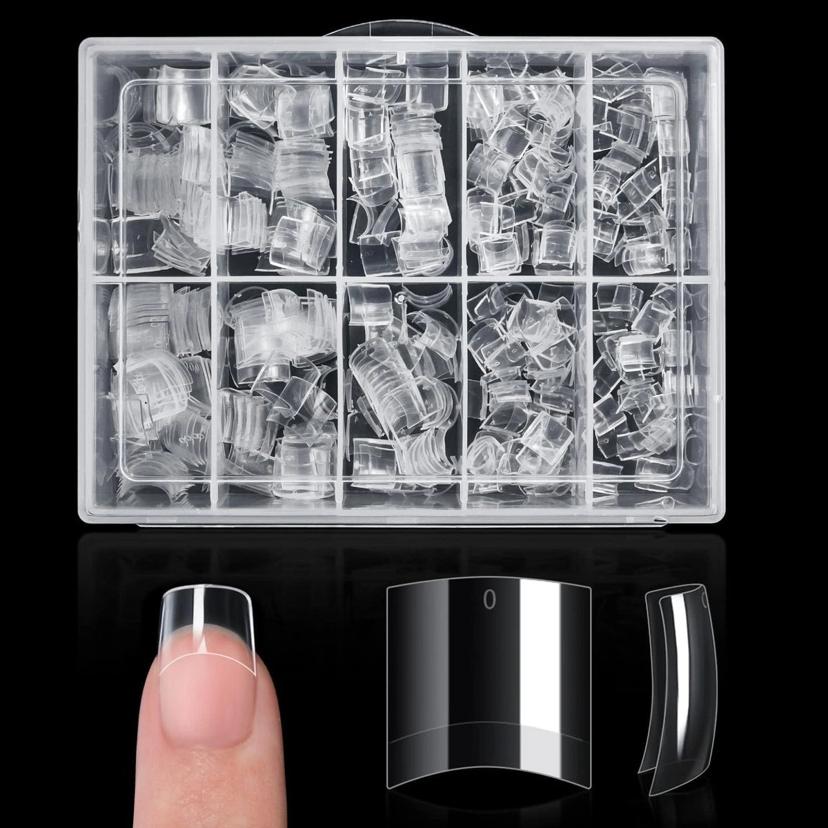 500PCS Short Nail Tips for Acrylic Nails - Clear False Short Artificial Tips for