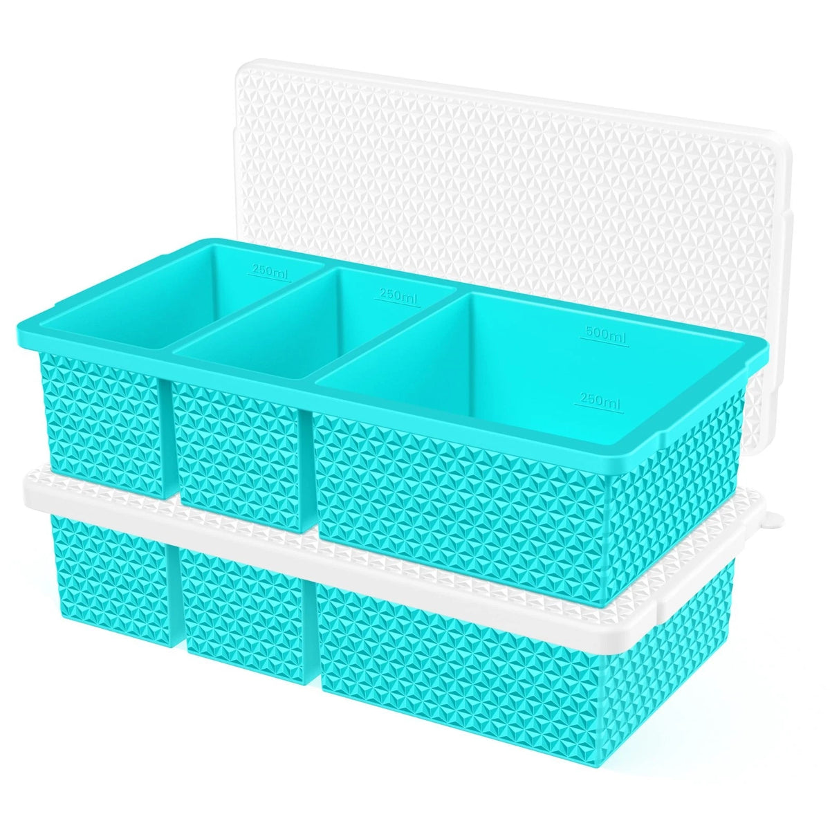Silicone Freezer Trays with Lid (2-Pack), 1-Cup & 2-Cup Silicone Freezer Molds,