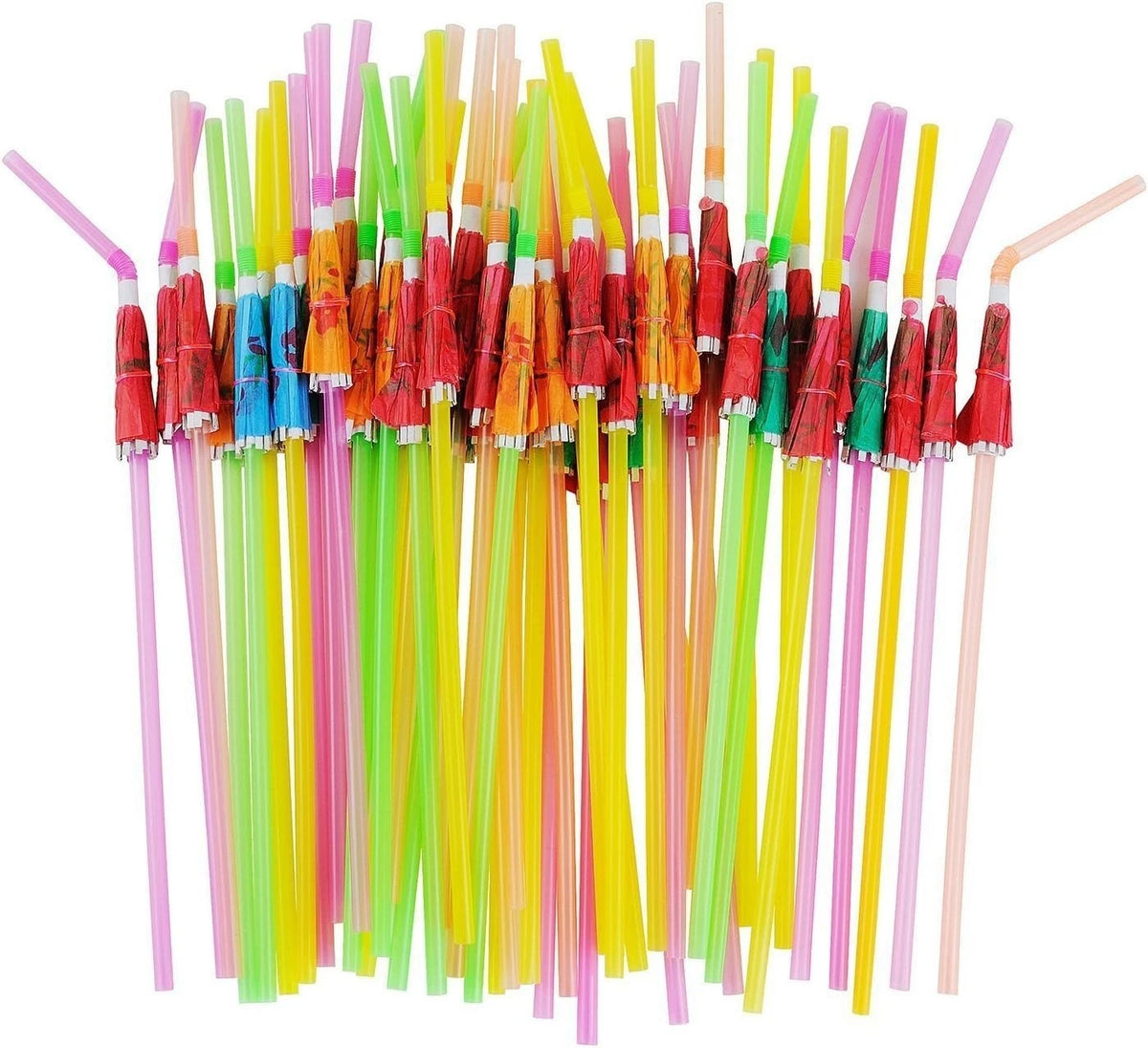 ALINK 50 Umbrella Parasol Drinking Straws, Hawaiian Beach Cocktail Luau Party De