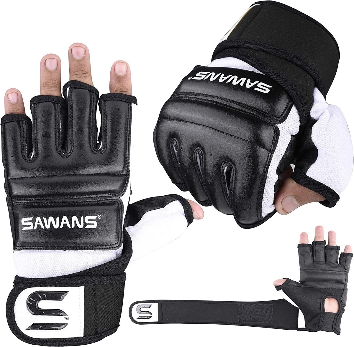 Punch Bag Boxing Gloves Karate Mitts MMA Body Combat Taekwondo Large, Black