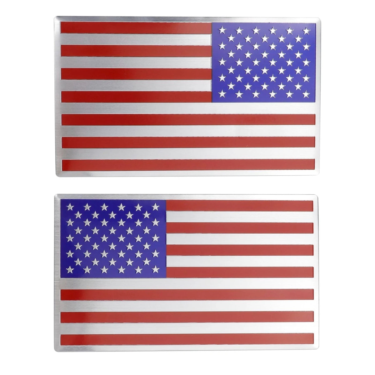 3D Embossed Metal American Flag Decals 2 Pack ?5
