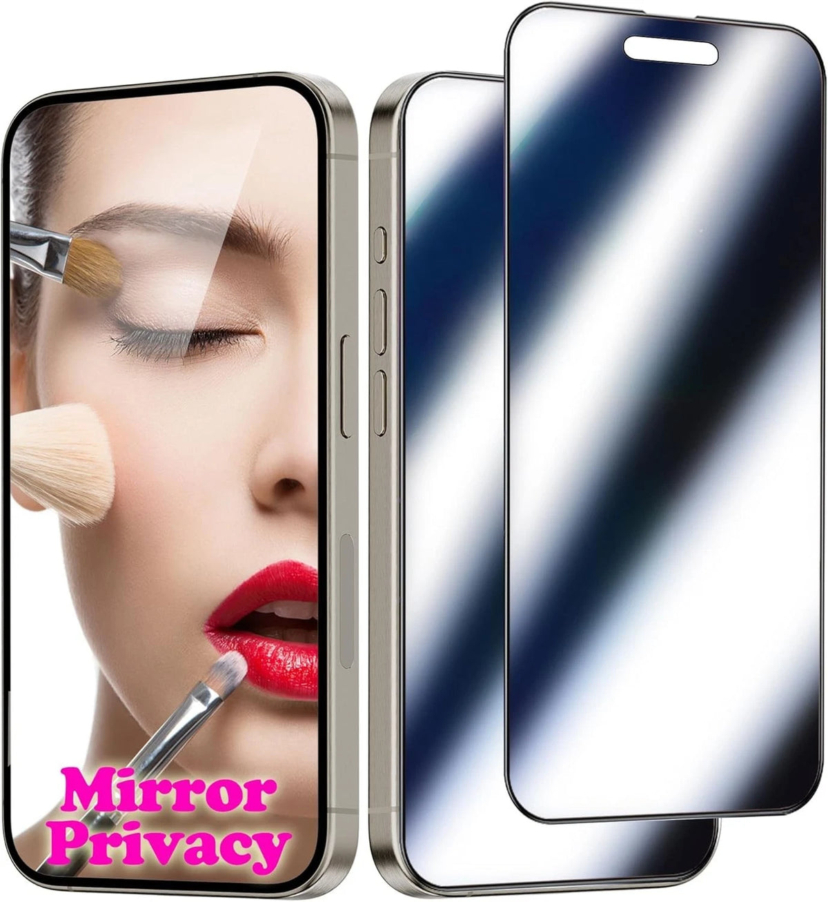 Ivachell 2 Pack Mirror Screen Protector for iPhone 16 Pro Privacy Tempered Glass