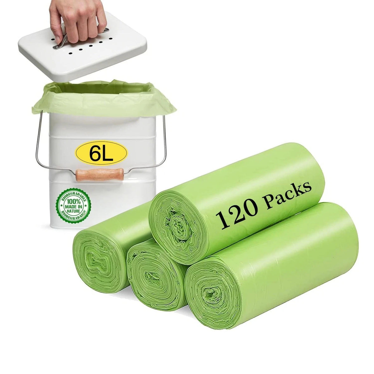 Small Trash Bags 1.2 Gallon (5L) - 120 Counts Garbage Bags, Unscented Compost Ba