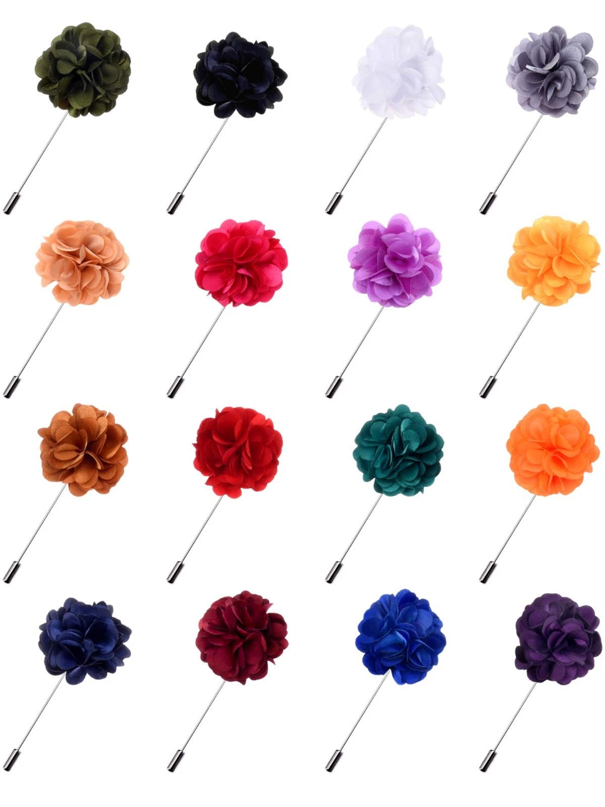 16 Pieces Flower Men'S Lapel Pins Handmade Satin Boutonniere Pin for Suit Weddin