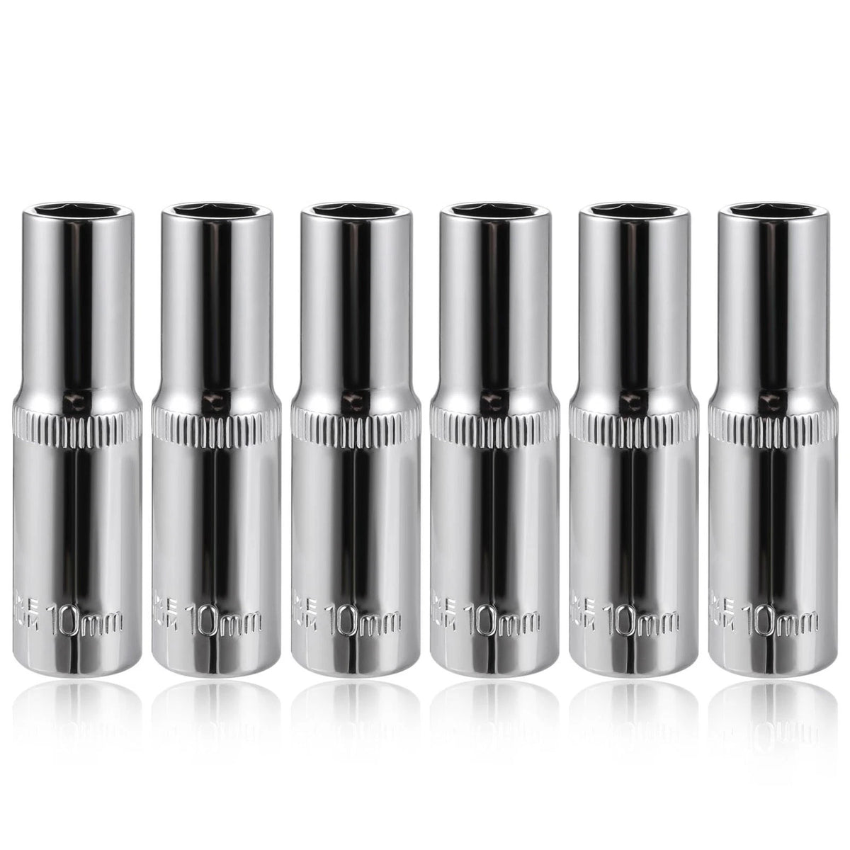 6Pc 10mm Deep Sockets 6Point 3/8 Drive HeavyDuty Chrome Vanadium Steel for Au