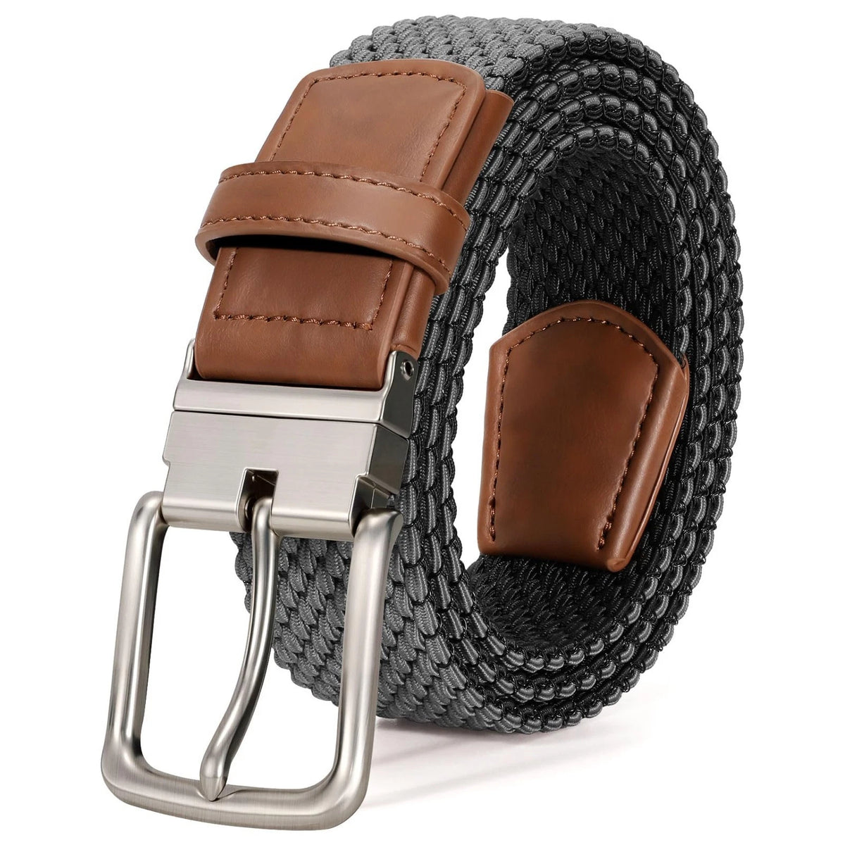 Mens Reversible Braided Stretch Belt for Mens Golf Woven Web Belt