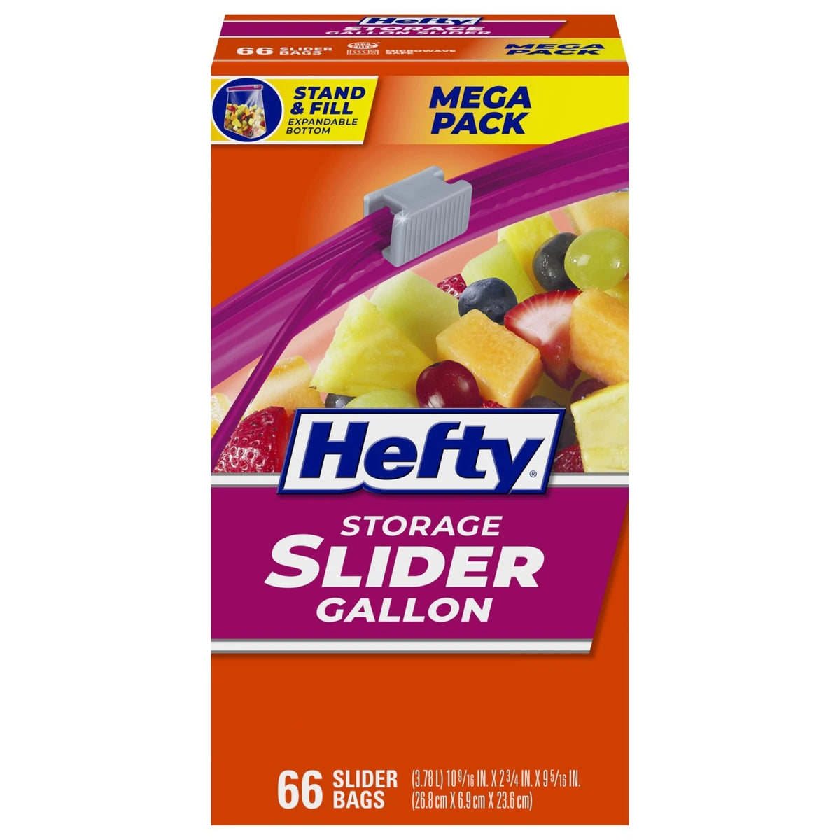 Hefty Slider Kitchen Storage Bags, Gallon Size, Gallon, 66 Count