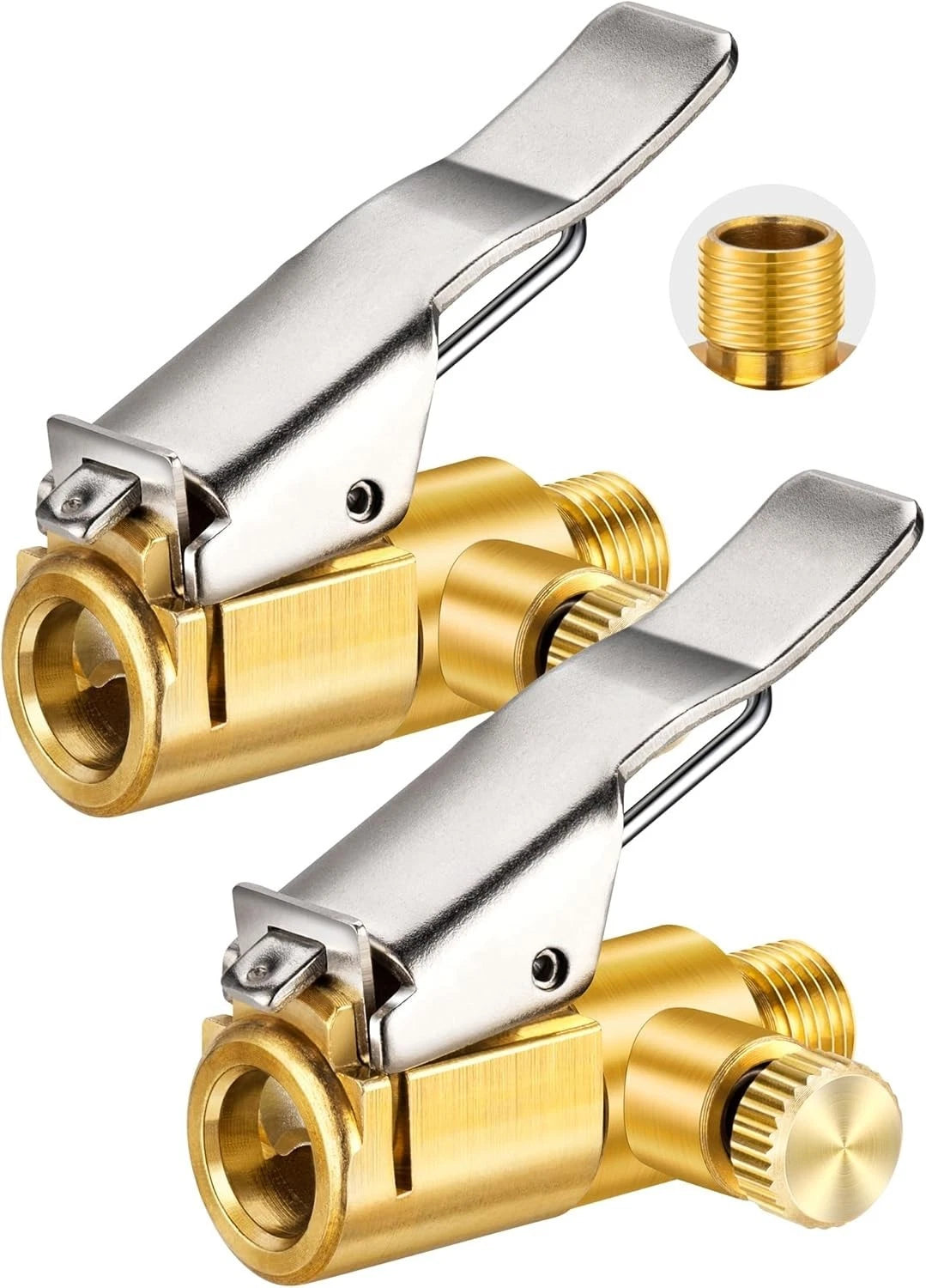 2-Pack Locking Tire Air Chuck, Brass Inflator Hose Quick Release Type