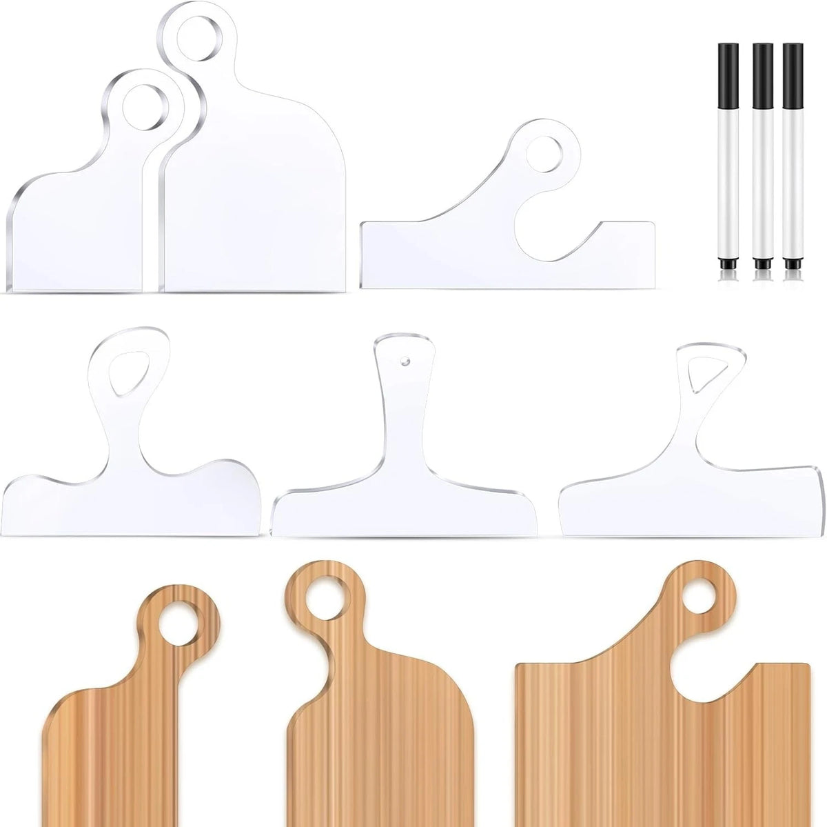 Frienda 6 Pcs Charcuterie Board Template Acrylic Router Template Cutting Board f