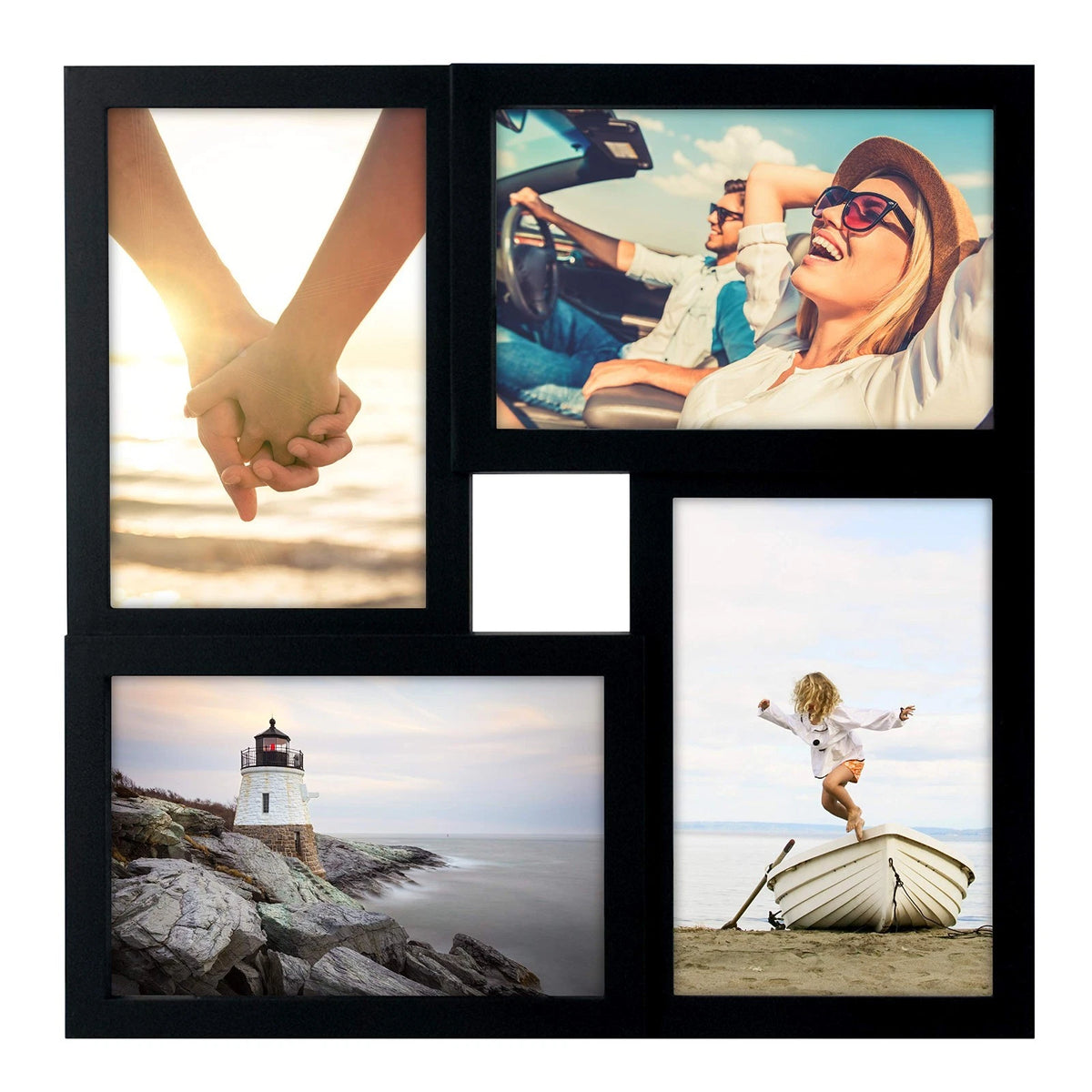 4-Opening Matted Collage Frame, Displays For Photos, Black, 2-6x4 and 2-4x6 Inch