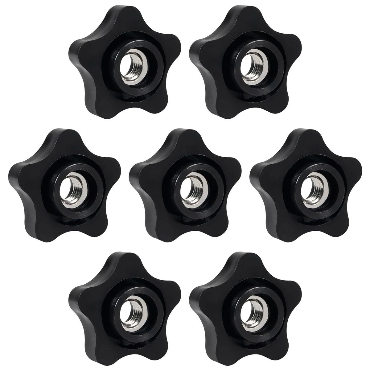7Pcs 3/8-16 Thread Knob Nut Black, 3/8 Inch Star Knobs, 3/8