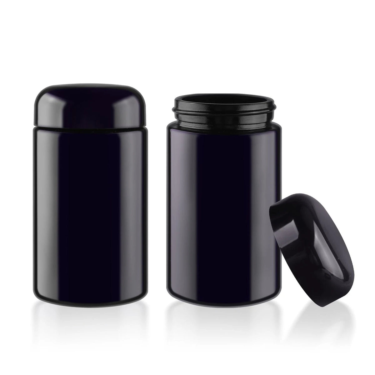 2 Pack Black Ultraviolet Glass Jar Empty Airtight Storage Jar UV Protection R...