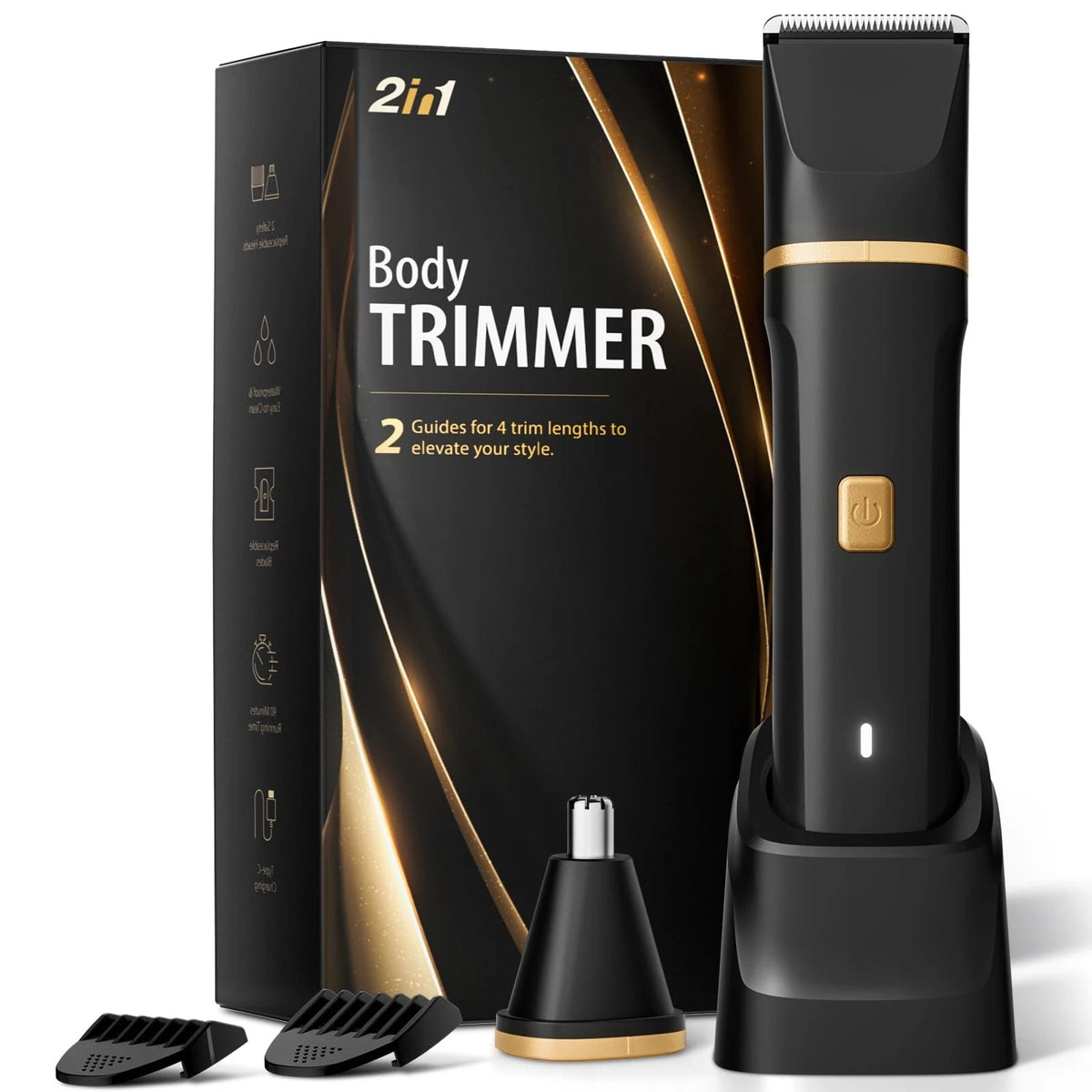 Electric Body Trimmer for Men, Waterproof Groin and Pubic Hair Shaver, 2 in 1...