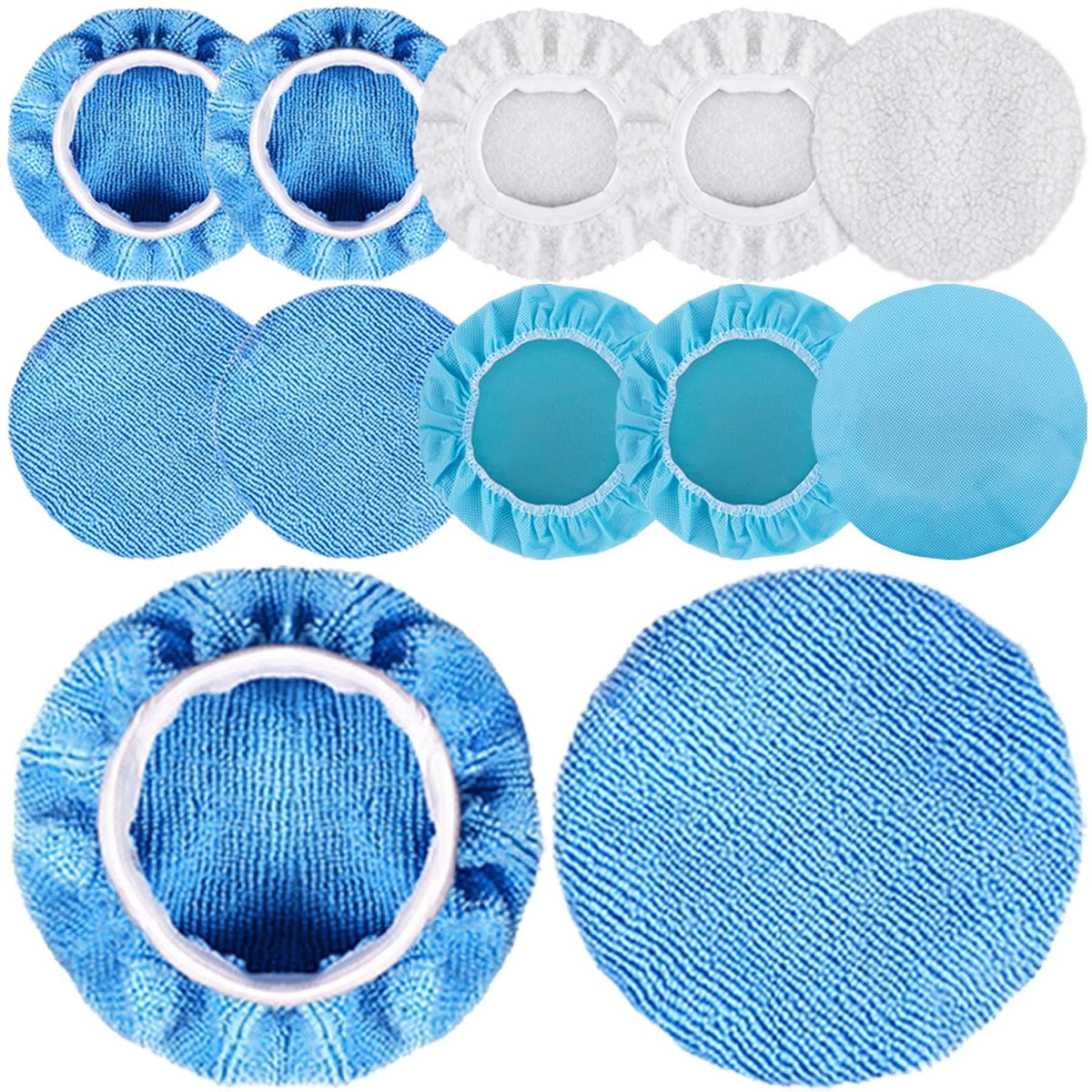 12 Pieces Car Polisher Pad Bonnet 5-6 Inch Polishing Bonnets Microfiber Waxer..