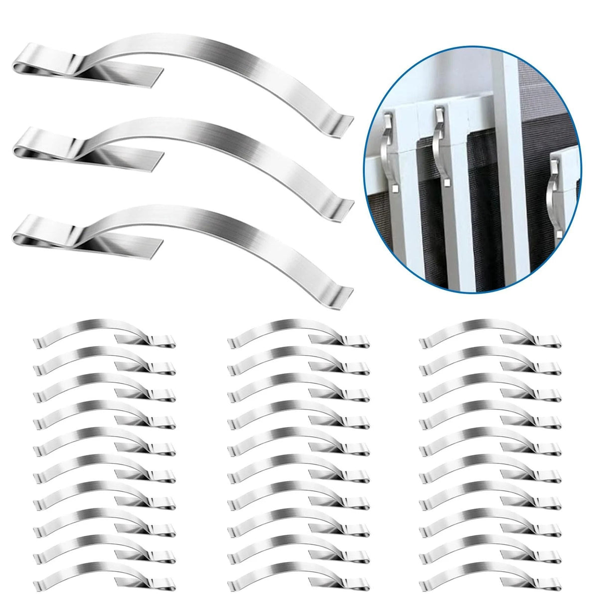 30 PCS Window Screen Tension Spring Clips - Securely Hold Screens in Aluminum Ch