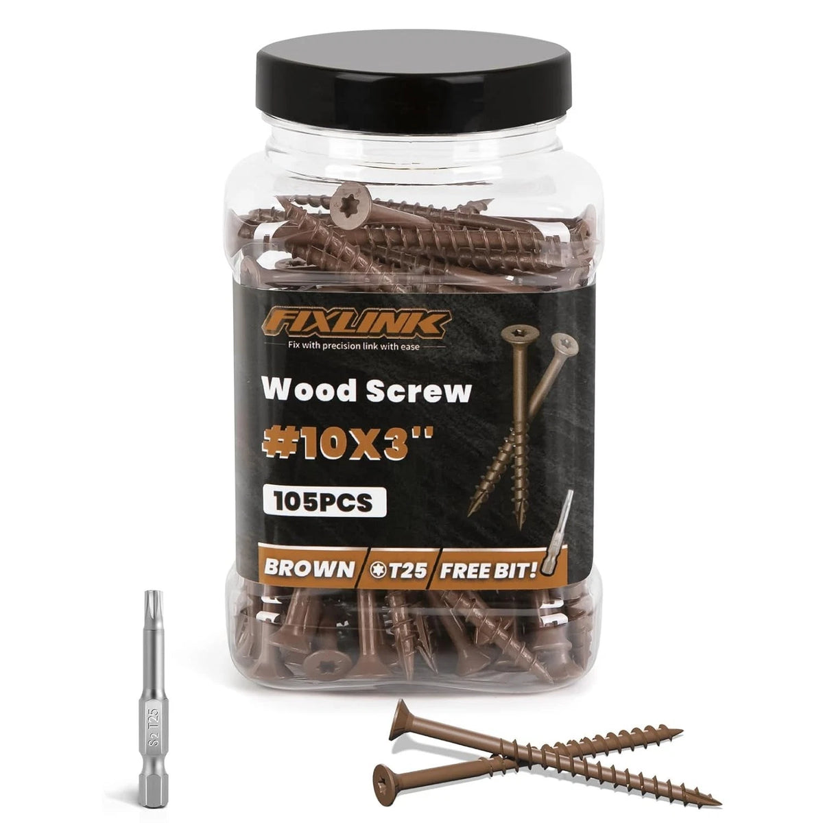 Wood Screws 3 Inch, Deck Screws #10 X 3, 105 PCS, Epoxy Coated, T25 Star Bit ab