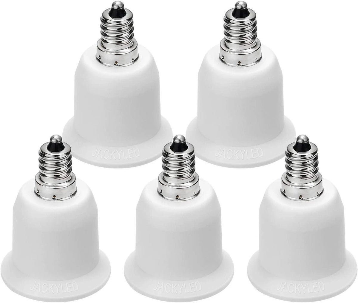 JACKYLED 5-Pack E12 to E26 Adapter, Chandelier Light Socket, 5 Pack, White