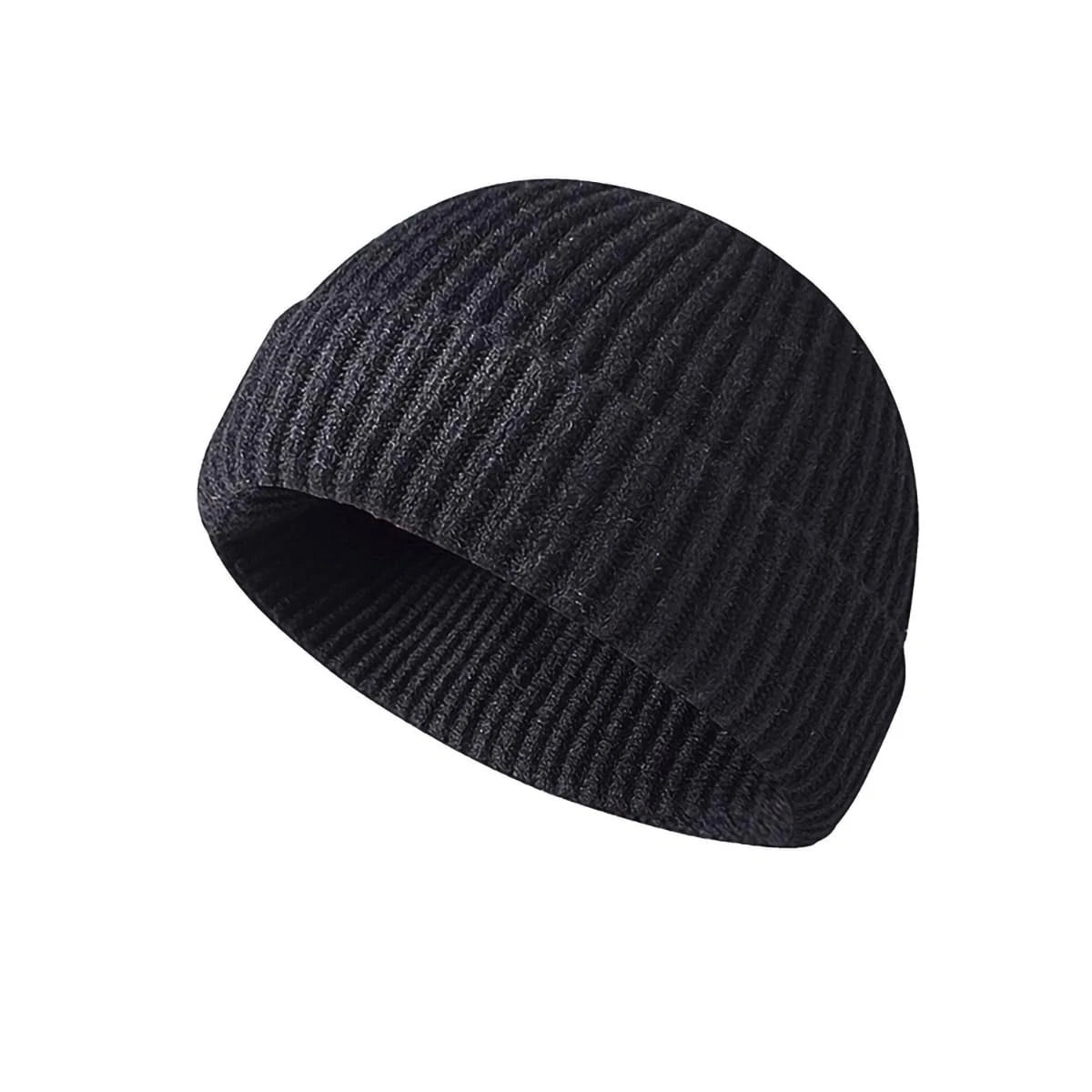 Beanie for Men Knit Trawler Beanie Short Cuffed Watch Cap for 1 Black