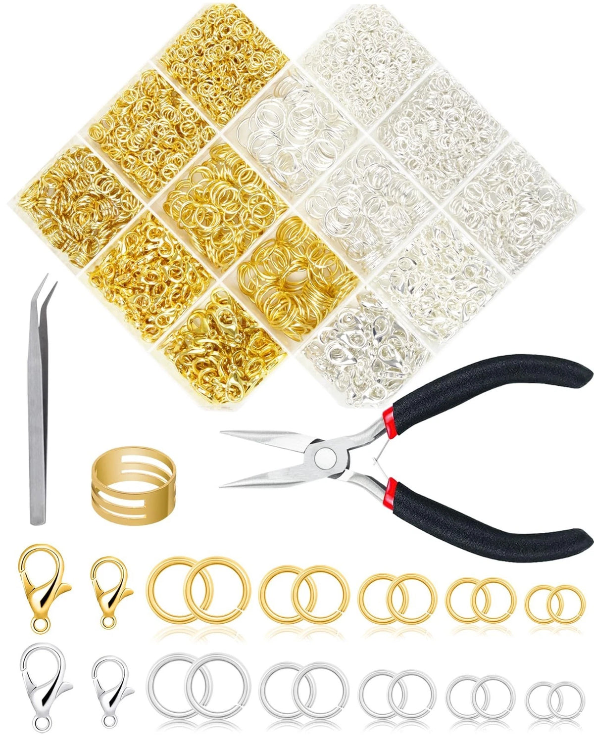 Jewelry Making Kit 2400pcs Jump Rings Pliers Clasps Tools for Necklaces Earrings