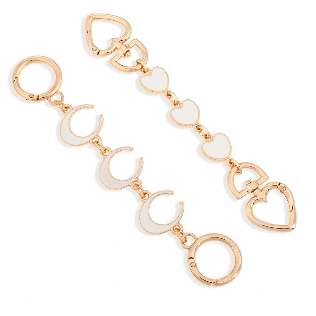 2pcs Bag Extender Chain Purse Strap Extenders for Handbags, Heart & white