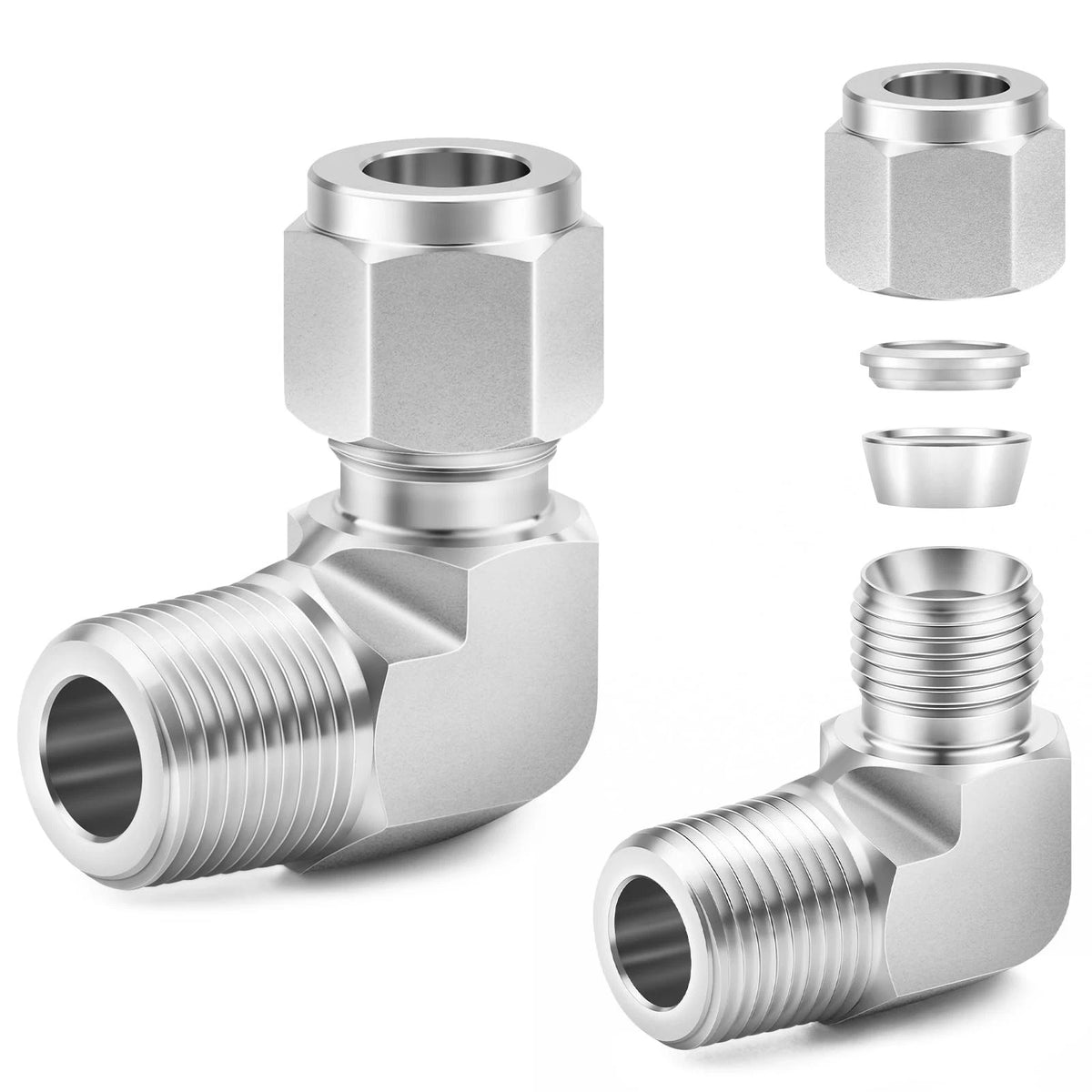 304 Stainless Steel Compression Tube Fitting, 1/4