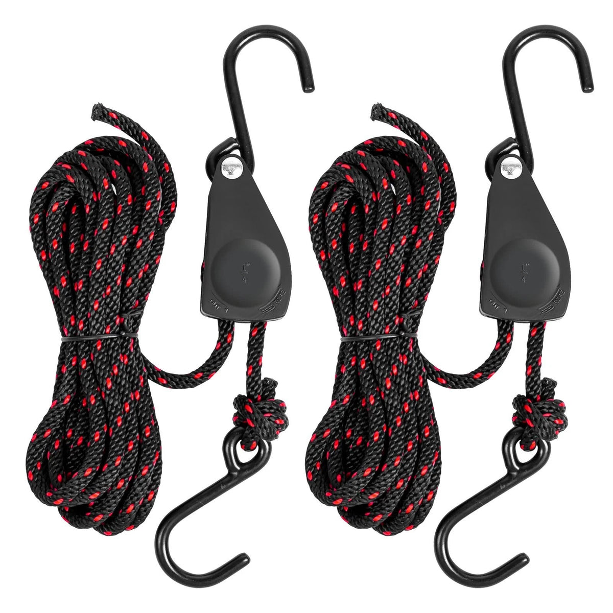 2PCS Kayak Rope Tie Downs Straps 1/4 x 12ft Adjustable Rope Ratchet Canoe Bow
