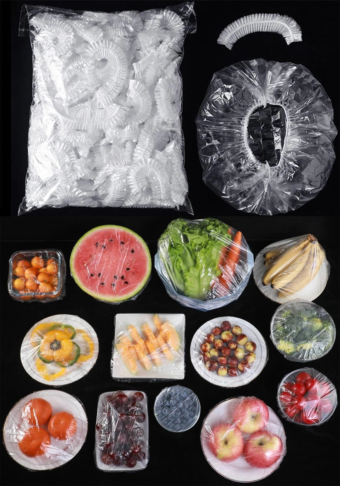 Share 300pcs Reusable Elastic Food Covers - Universal Stretchable Clear Adjustab