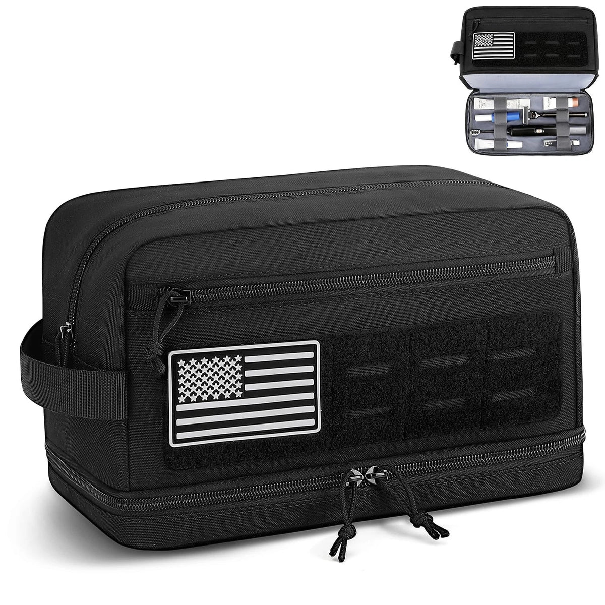 Tactical Toiletry Bag for Men, Travel Hygiene Bag with Double-Layer, Hanging Toi