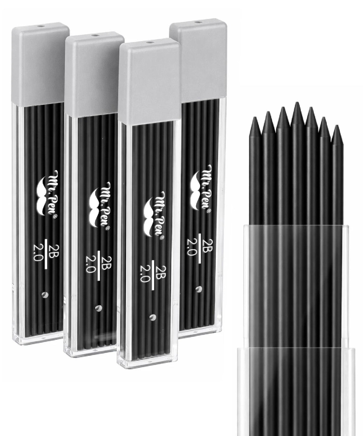 48-Pack 2.0 mm Lead Refills - Extra-Bold 2B for Precision Drafting & Woodworking