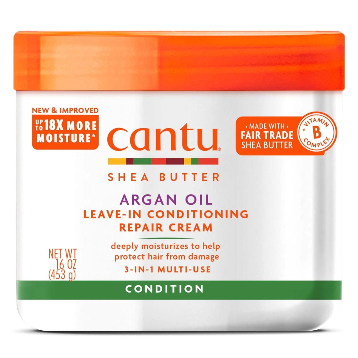 Cantu Leave-In Conditioning Repair Cream w/ Argan Oil Shea Butter, 16oz