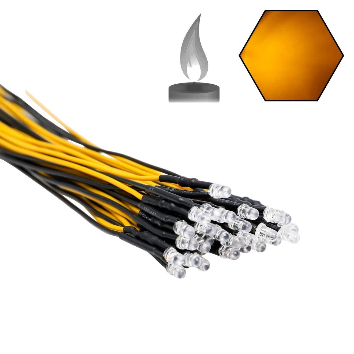 30Pcs 12 Volt 3Mm Yellow Flicker LED Lights Emitting Diodes (Candle Flickering L