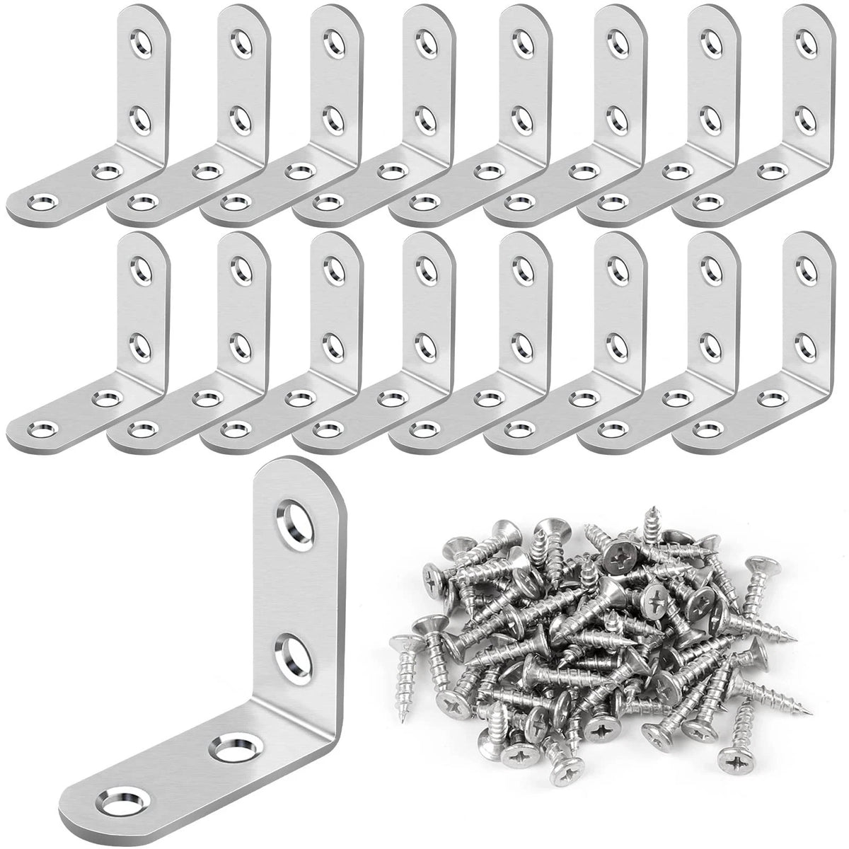 16 Pcs L Bracket Stainless Steel Corner Brace Sets90 Degree Right Angle Brackets