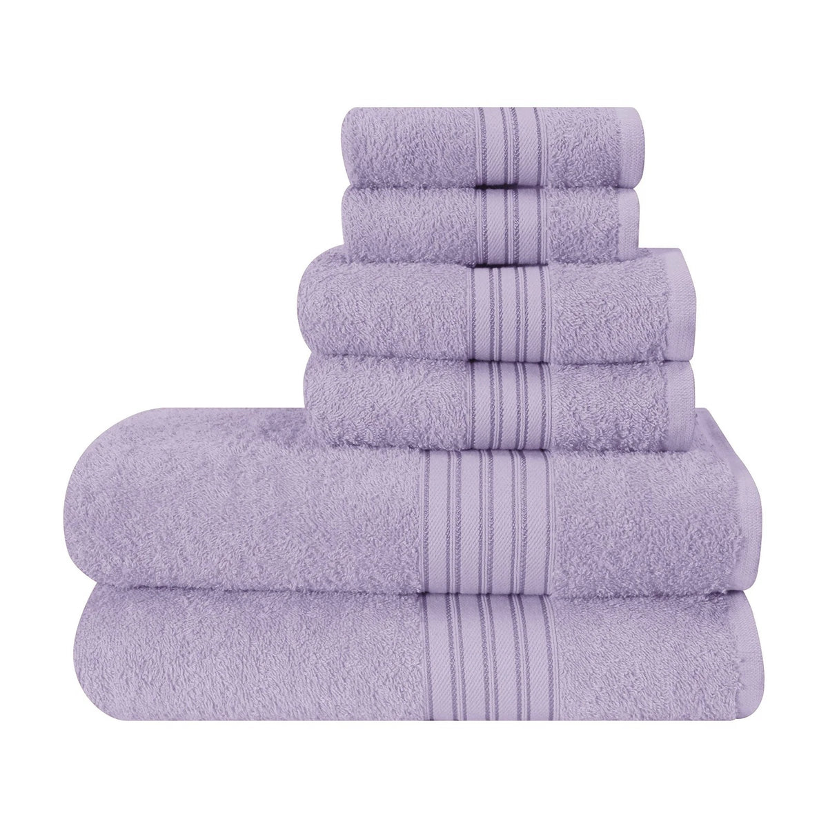 6 Pack Cotton Towel Set, Contains 2 Bath Towels 28X55 Inch, 2 Hand Towels 16X24