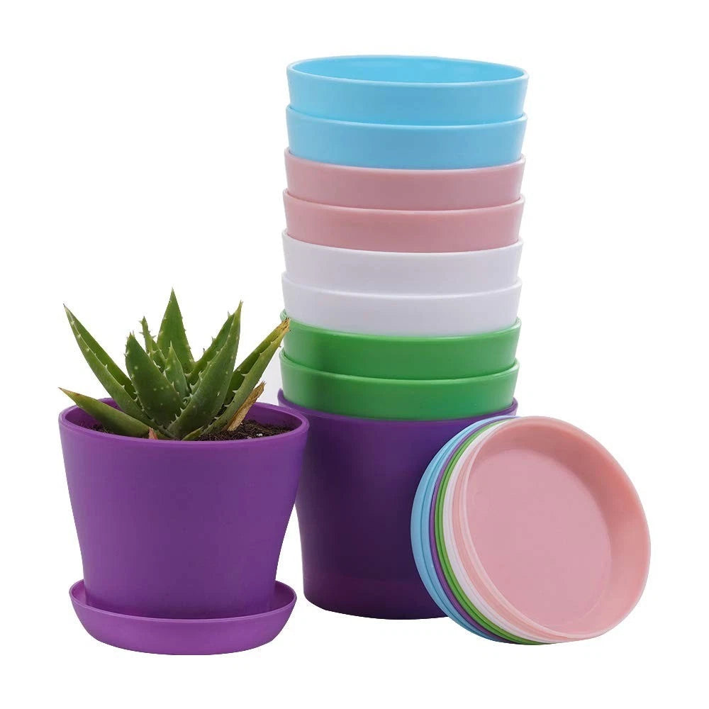10 PCS Plastic Planter - Mini Flower Pot with Pallet, Modern Gardening Container