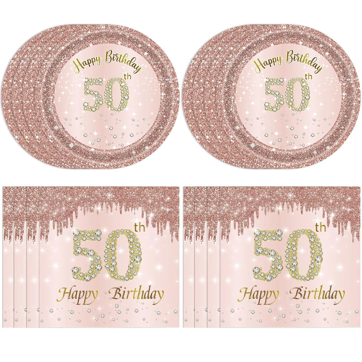 50th Birthday Decorations for Women, Rose Gold Fifty Year Old Party Supplies Inc