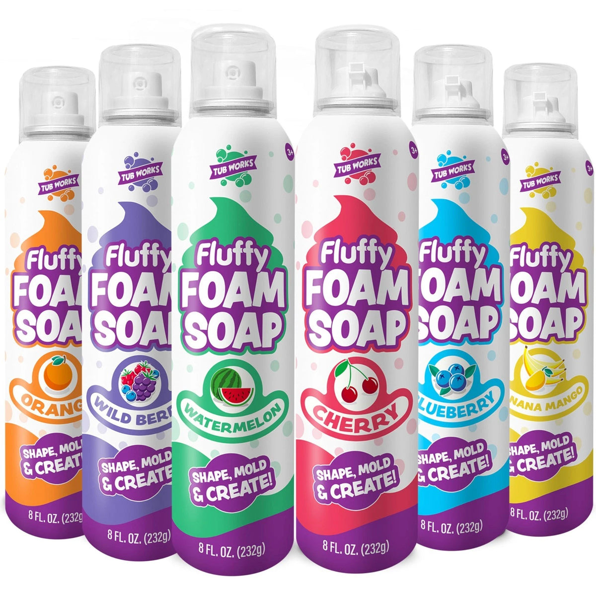 Foam Soap Fluffy Foam Variety 6 Pack Fruity Fun Bath Colors Easy Spray