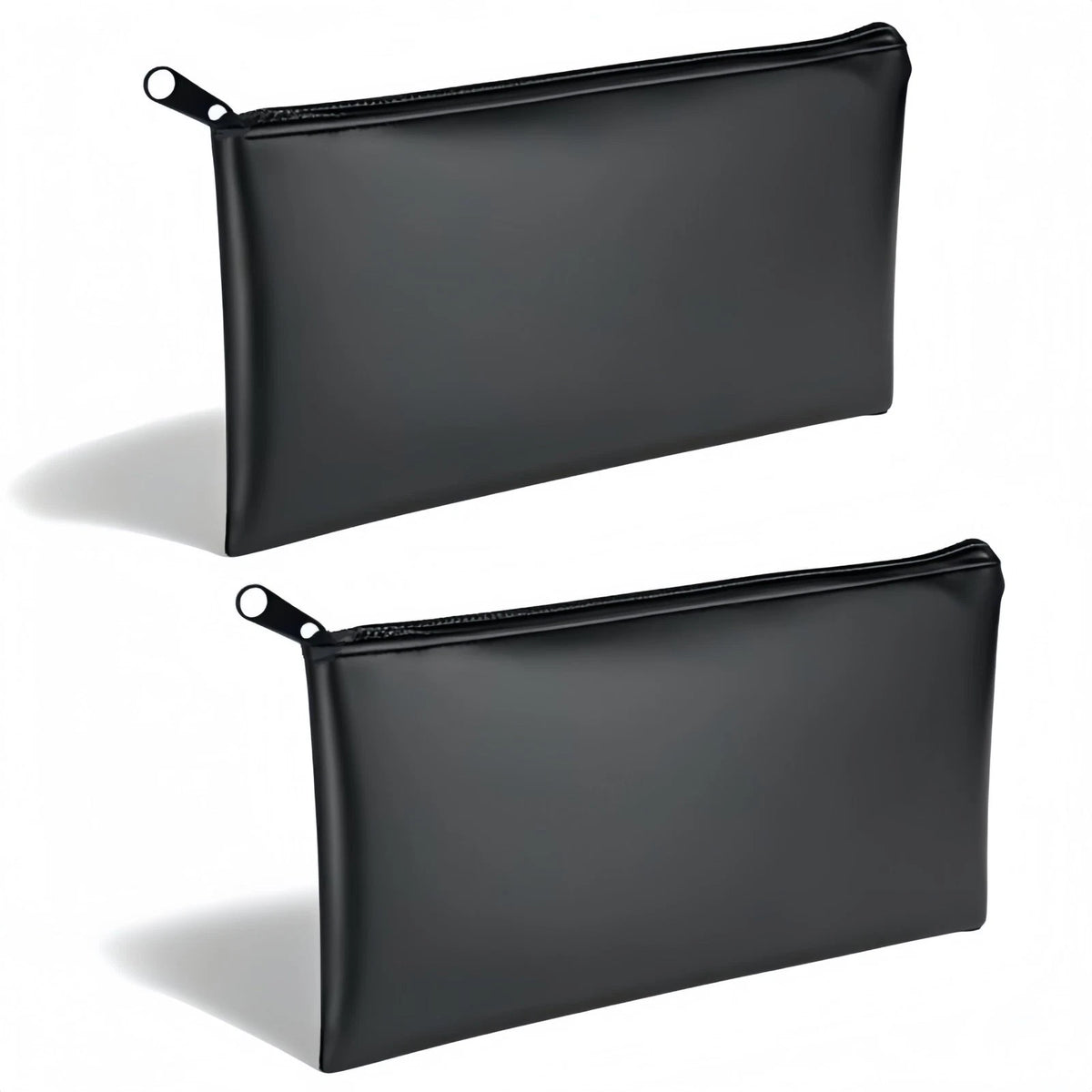 2 Pack Zippered Bank Deposit Bags PU Leather Cash Money Pouch Cash Register Bags