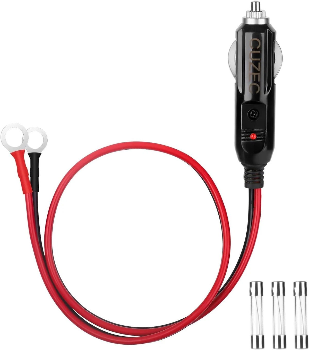 CUZEC Heavy-Duty 15A Male Plug Cigarette Lighter Adapter Power Supply Cord with