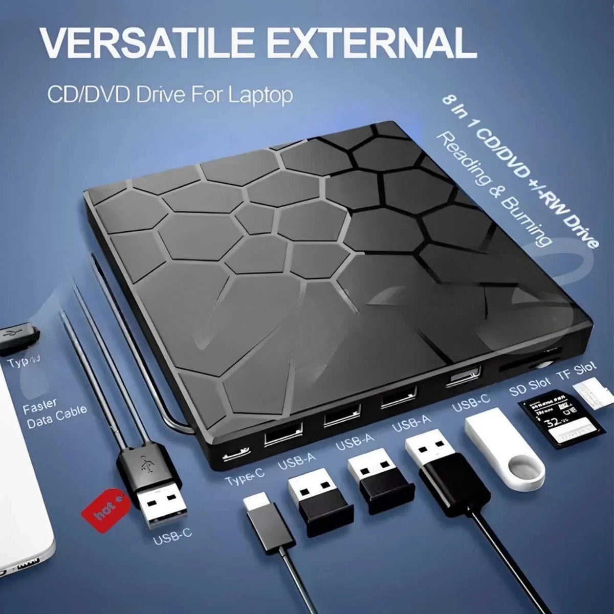 USB 3.0 Slim External CD DVD Drive Disc Player Burner Writer For Laptop PC Mac