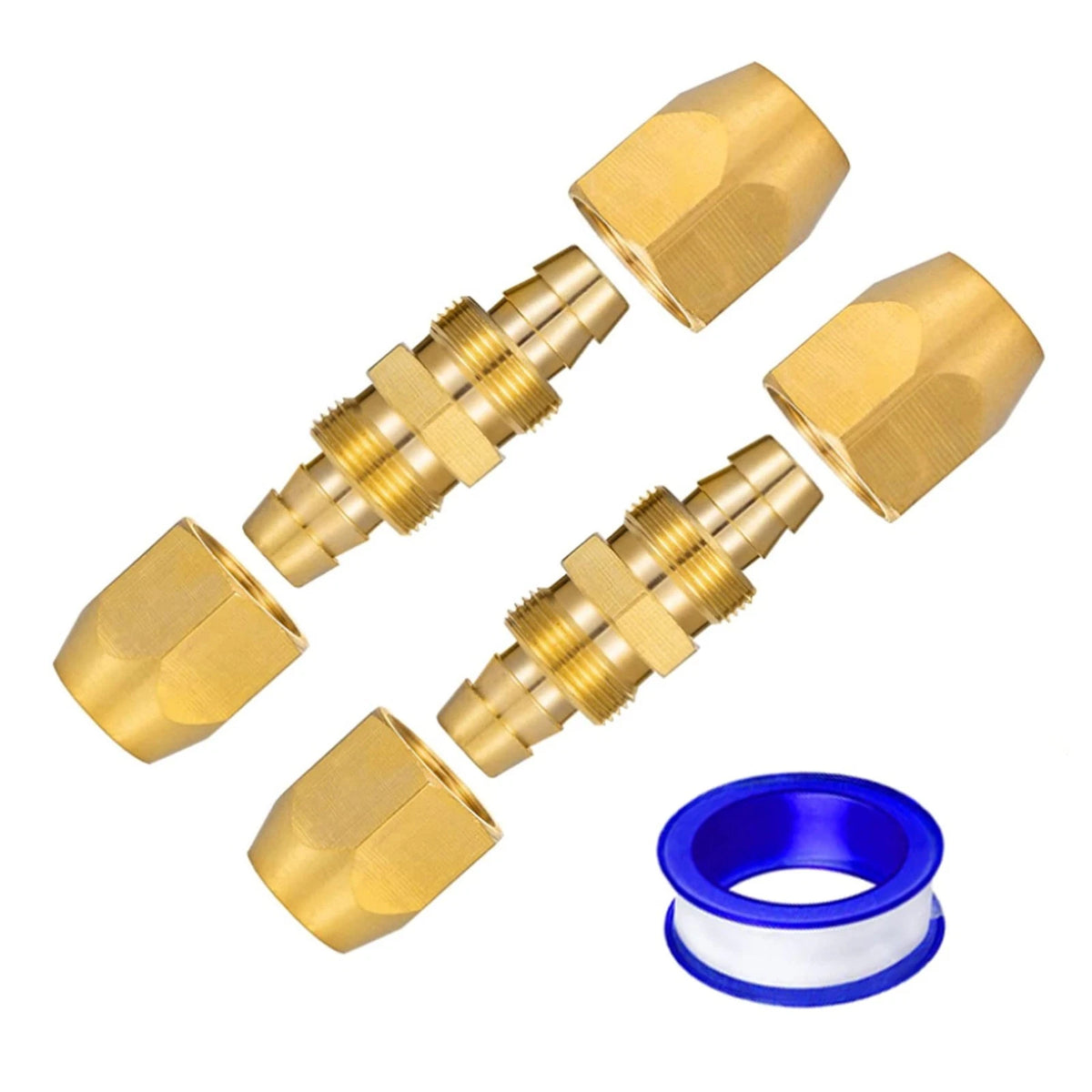 Air Hose Repair Kit, 2 Pack 3/8-Inch Reusable Solid Brass Hose-End Rep