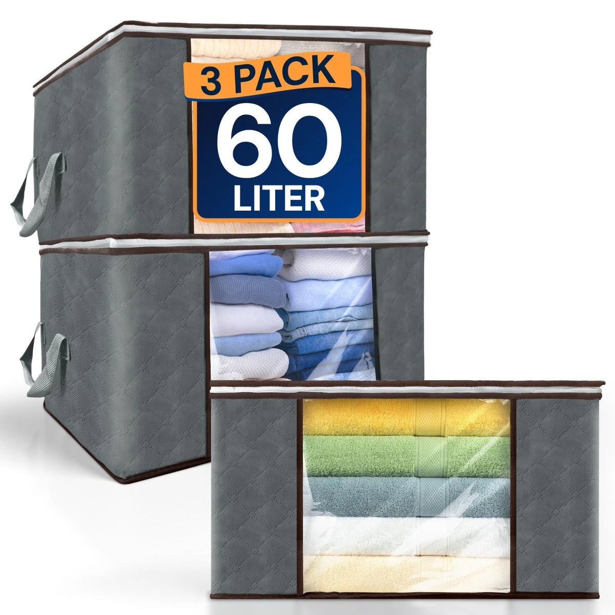 Reli. 60L Clothes Storage Bags (3 Pack) Closet 21.7