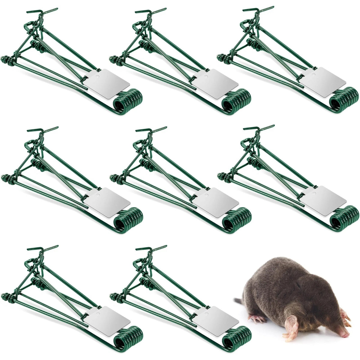 8 Pack Mole and Gopher Traps Outdoor Use, Reusable Metal Vole Trapping Set
