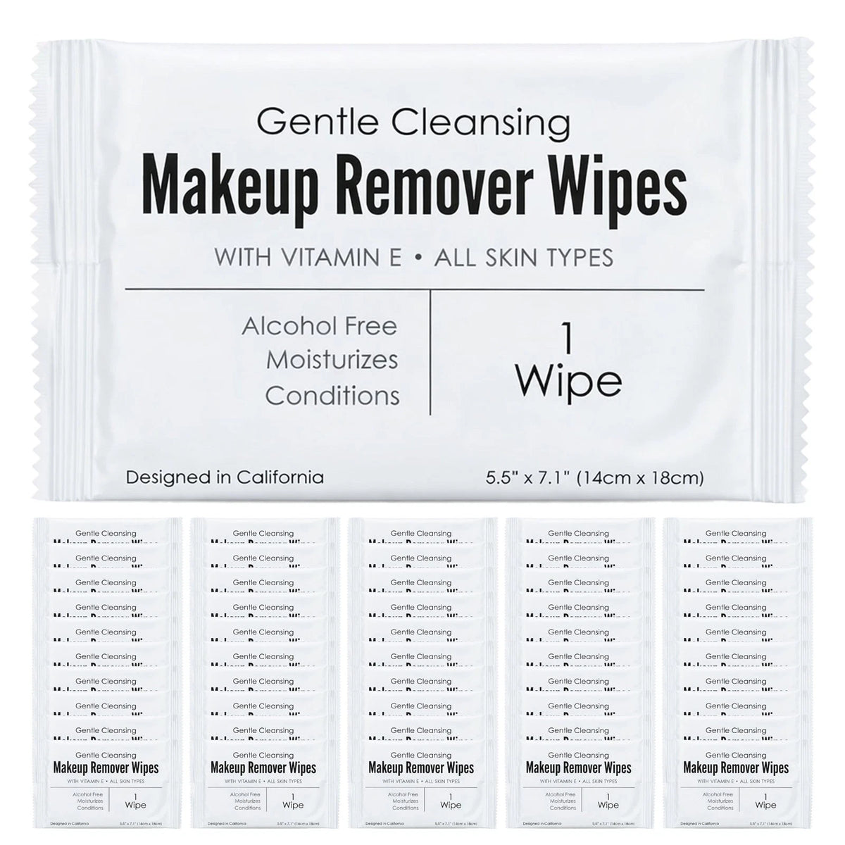 - Bulk Makeup Remover Wipes | 50 Count | Individually Wrapped, Gentle Cleansing,